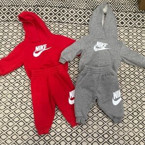 Nike Infant Hoodie Set in Red and Gray